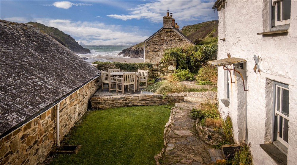 The view from the garden at Lacombe Cottage in Port Quin, Cornwall