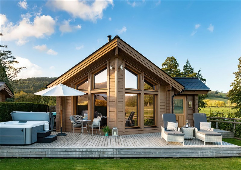 Outside at Lagom Log Cabin, Llandrillo