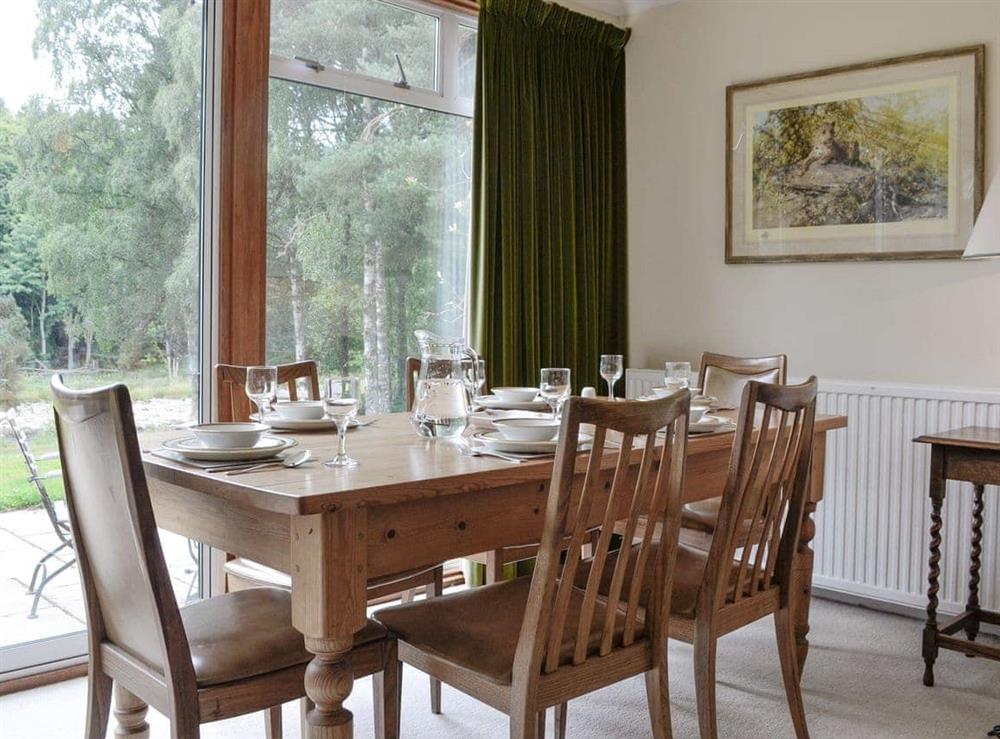 Convenient dining area with lovely views over the garden at Lairds Cast in Inchmarlo, Banchory, Aberdeenshire., Kincardineshire
