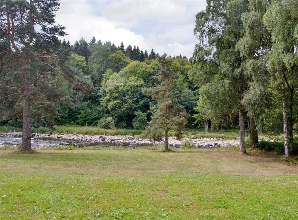 Large garden area stretching down to the river at Lairds Cast in Inchmarlo, Banchory, Aberdeenshire., Kincardineshire