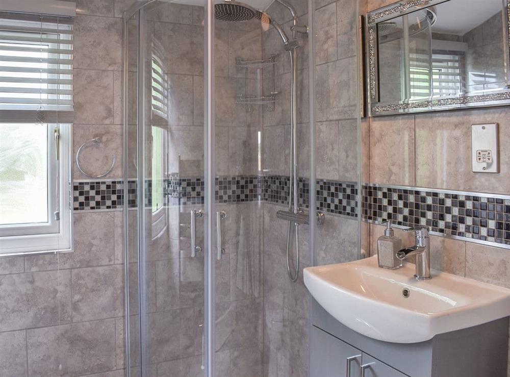 Shower room at Lake View Lodge in Audlem, near Nantwich, Cheshire