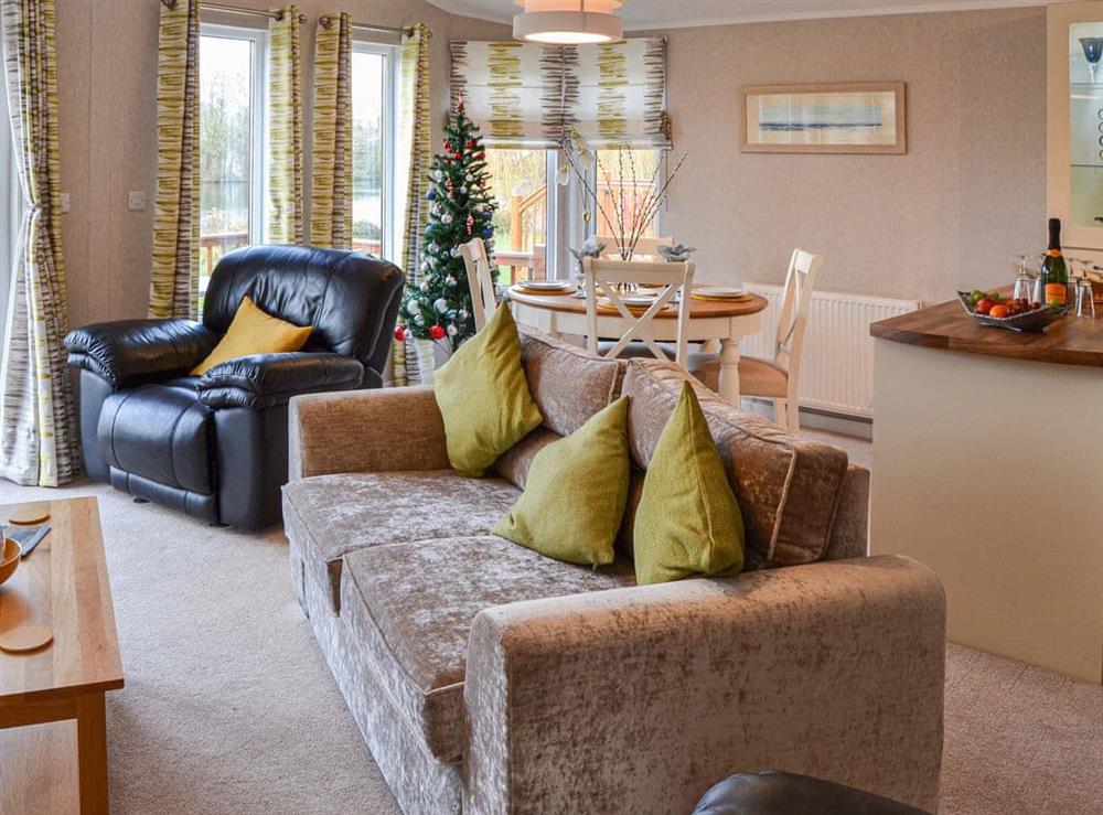 Open plan living space at Lakeside in Carlton Meres Country Park. near Saxmundham, Suffolk