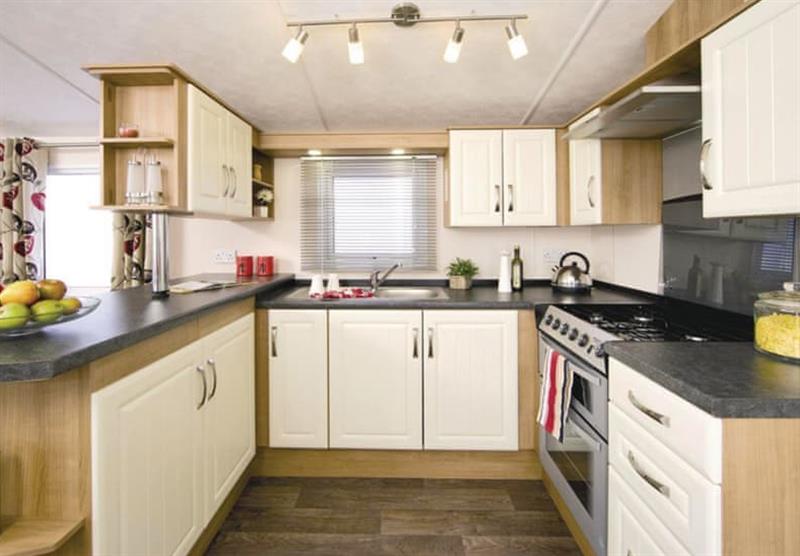 Kitchen in an Osprey 6 at Lakeside Holiday Park in Burnham-on-Sea, Somerset