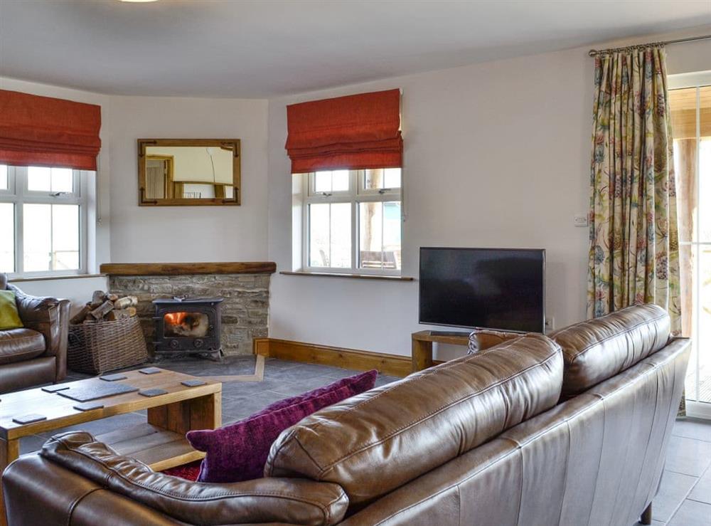Welcoming living area at Lakeside Lodge in near Rhayader, Powys