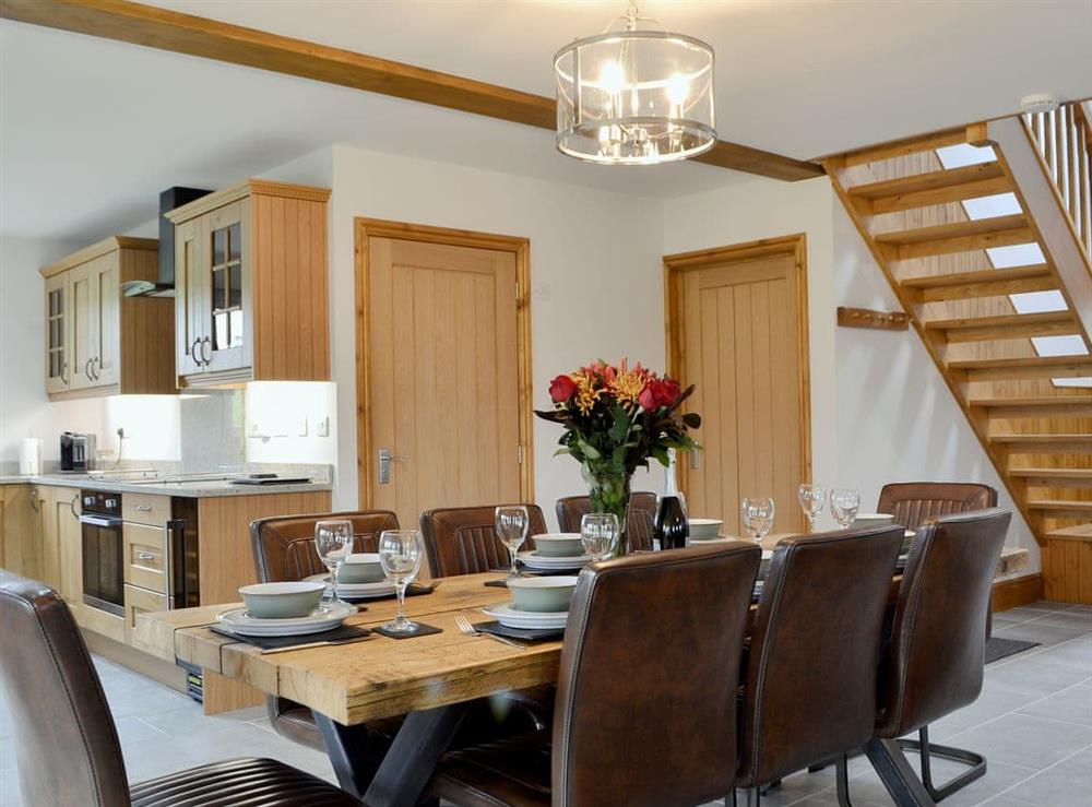 Well presented dining area at Lakeside Lodge in near Rhayader, Powys