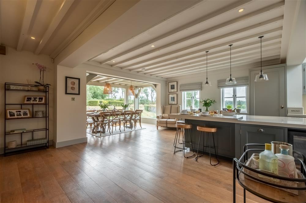 Open-plan kitchen and dining area at Lakeview Oast, Goudhurst