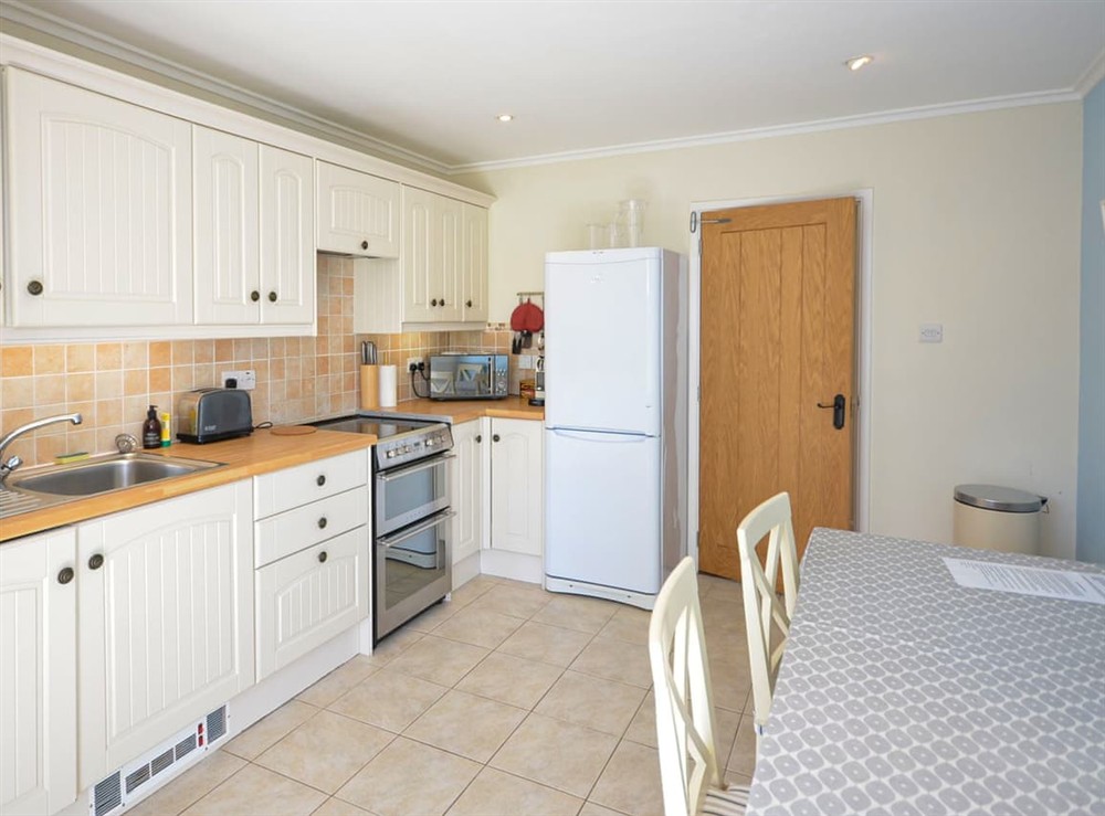 Kitchen area at Lamorran Lodge in St Mawes, Cornwall