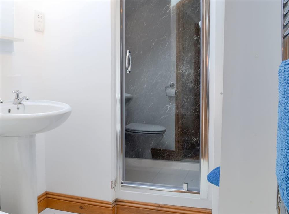 Shower room with heated towel rail at Lane End Loft, 