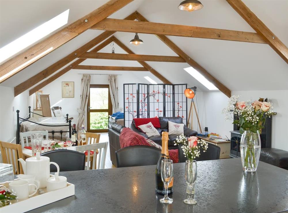 Stylish living and sleeping areas at Lane End Loft, 