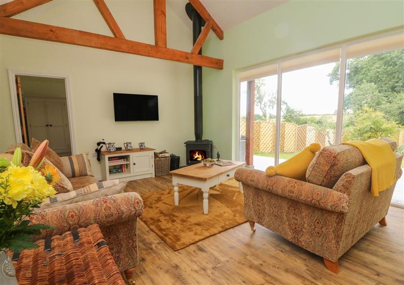The living room at Langdale Barn, Sampford Courtenay