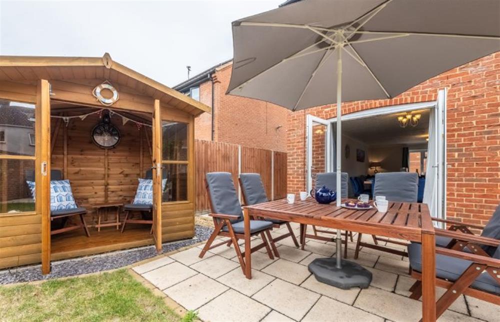 Lovely summerhouse and patio with garden furniture at Langdale, Heacham near Kings Lynn