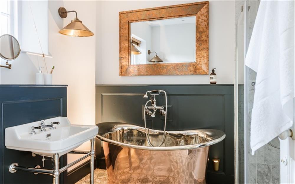 Family bathroom with gorgeous copper bath  at Langston in Kingston