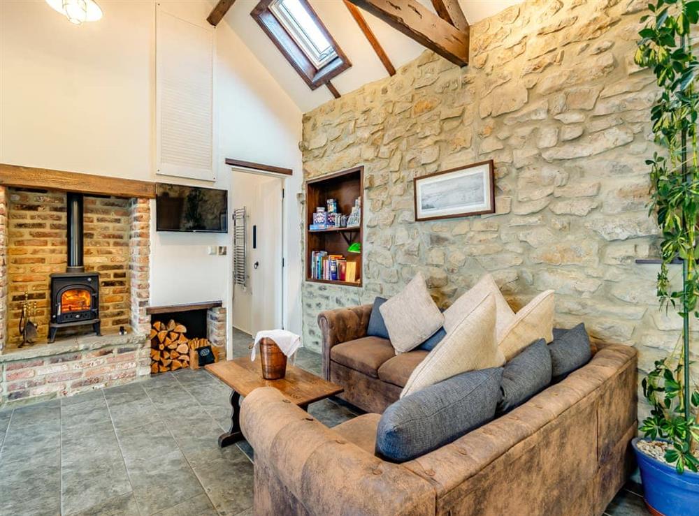 Living area at Lantern Cottage in Ravenscar, near Whitby, North Yorkshire