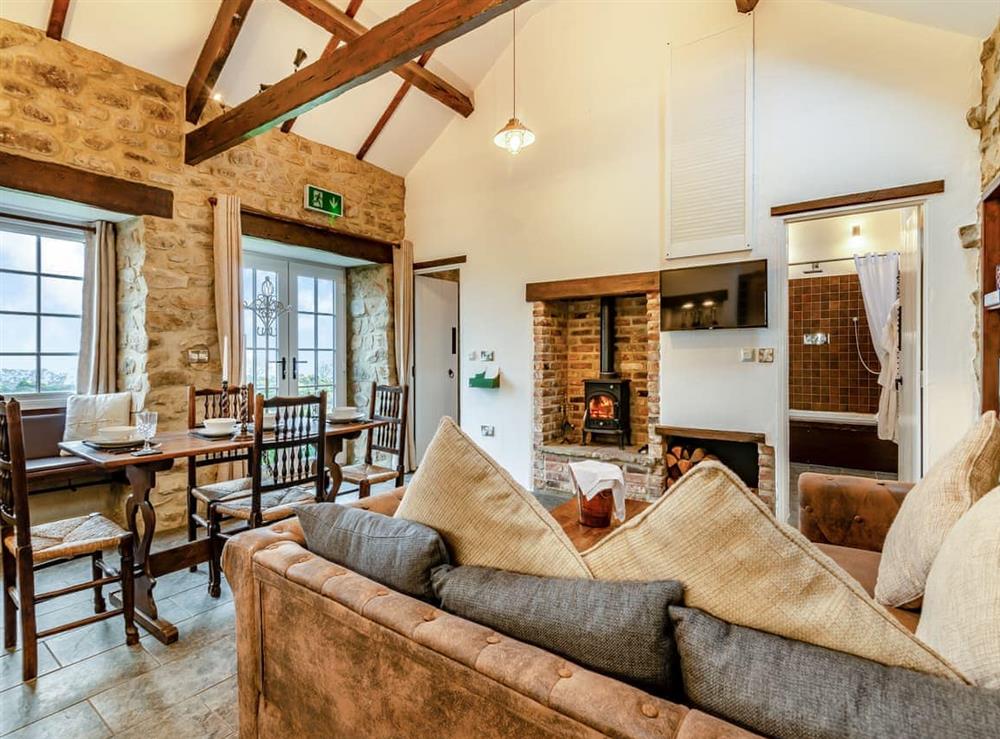 Open plan living space at Lantern Cottage in Ravenscar, near Whitby, North Yorkshire