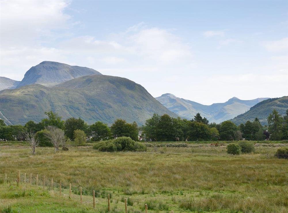 View of Ben Nevis from the lounge at Lapwing Rise in Banavie, near Fort William, Highland