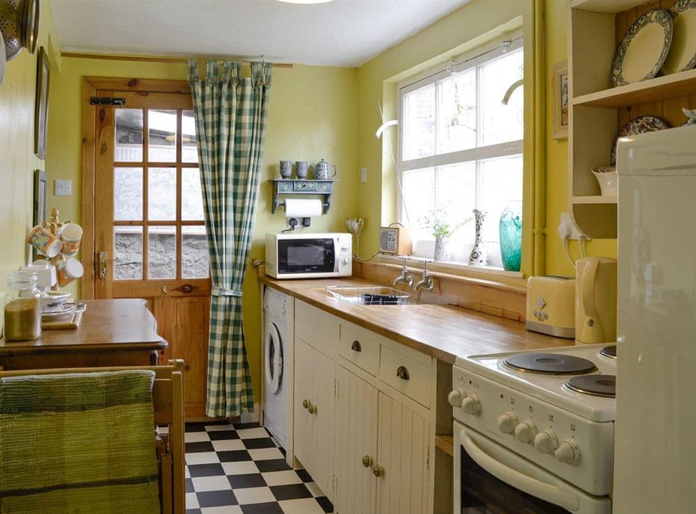 Fully equipped kitchen at Larch Cottage in Kirkmichael, near Pitlochry, Perthshire