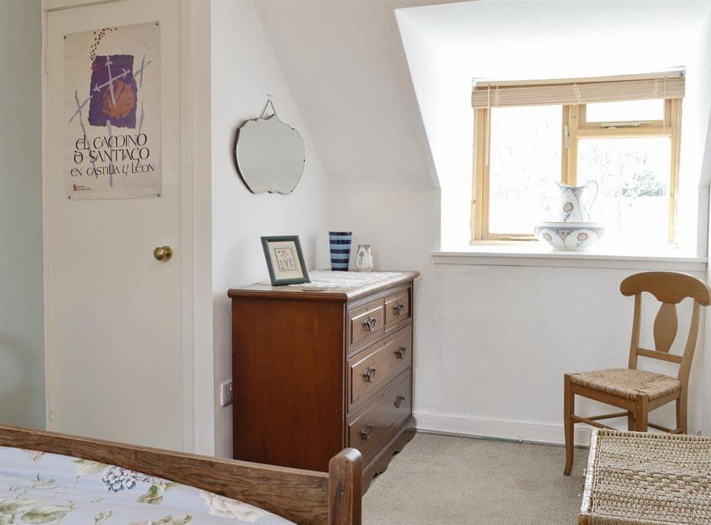 Peaceful double bedroom at Larch Cottage in Kirkmichael, near Pitlochry, Perthshire