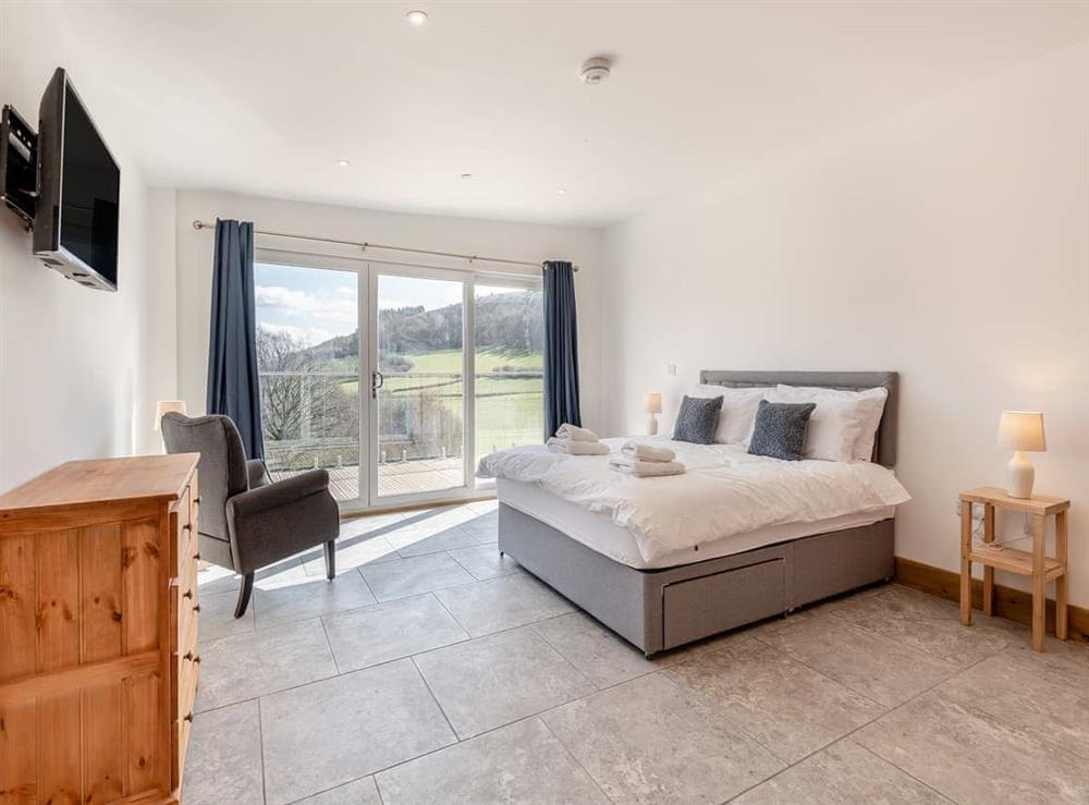 Double bedroom at Larchwood Lodge in Stanner, near Kington, Powys