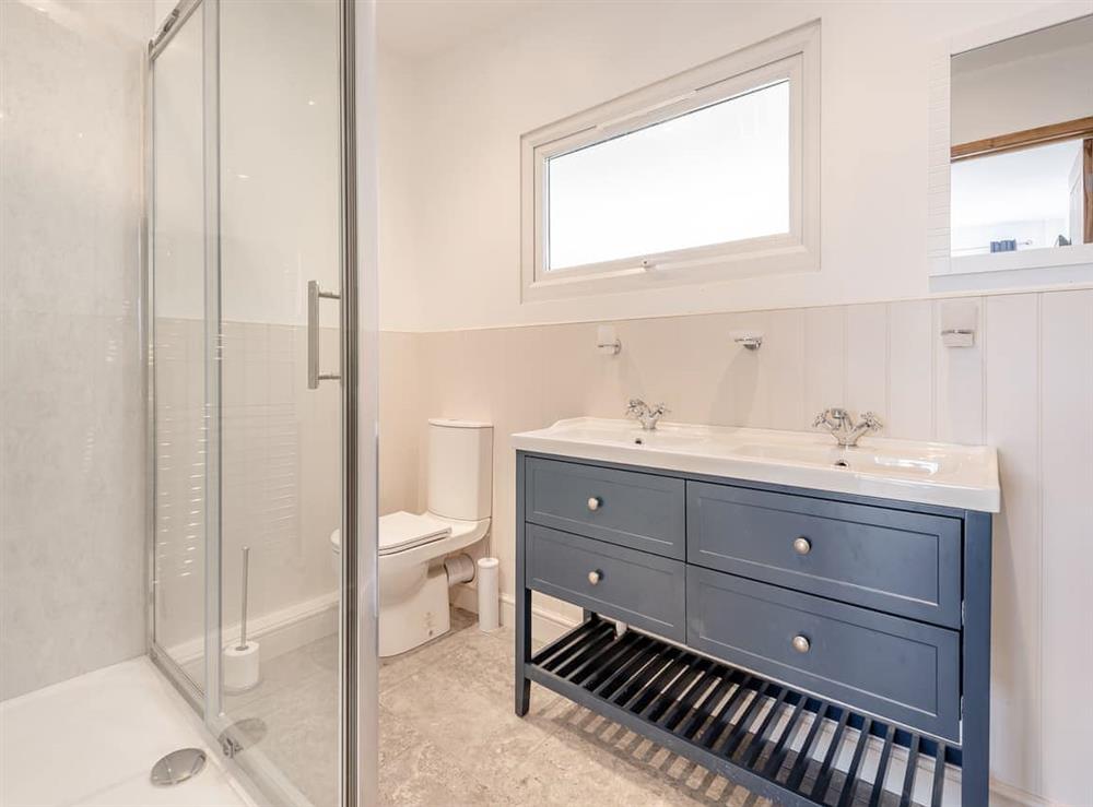 En-suite at Larchwood Lodge in Stanner, near Kington, Powys