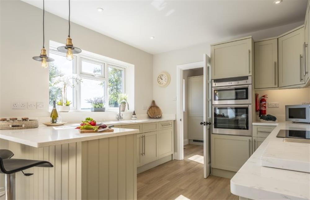 A smart modern fitted kitchen at Larks Rise, Burnham Market near Kings Lynn