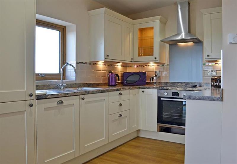 The kitchen in the Corry Brock Cottage at Larkshayes Cottages in Dalwood, Axminster