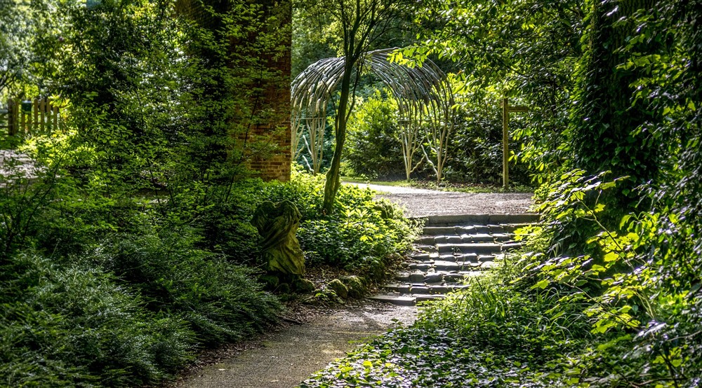 A path through the woods on the Wallington estate, near Laundry Cottage, Northumberland at Laundry Cottage in Morpeth, Northumberland