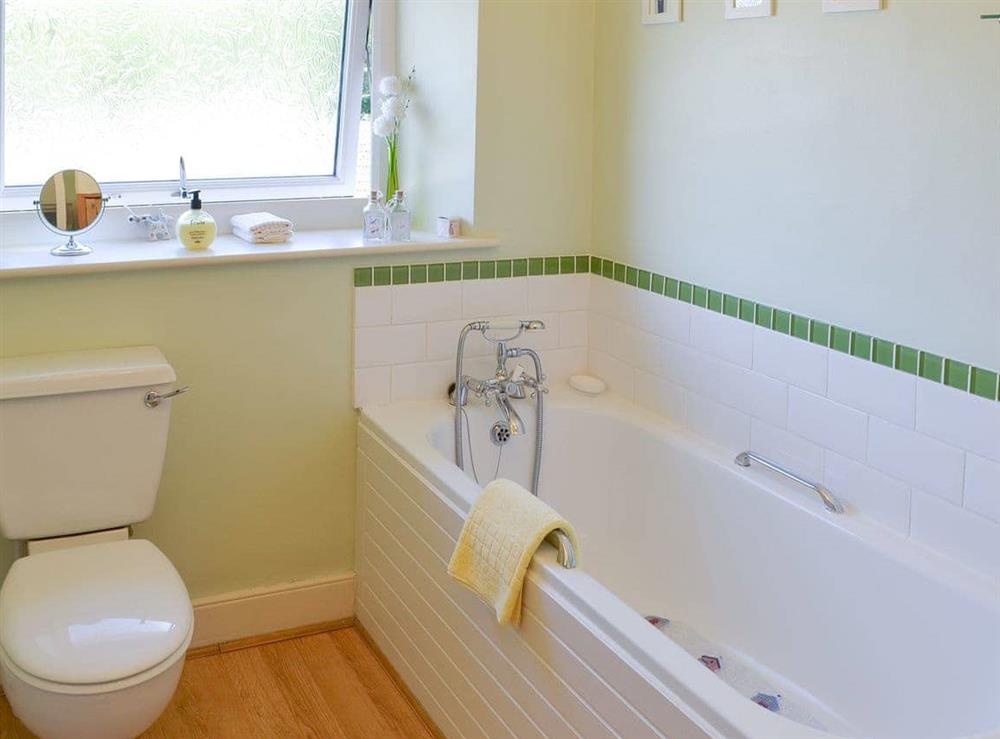 Lovely bathroom with shower attachment at Lavender Cottage in Buckfastleigh, Devon
