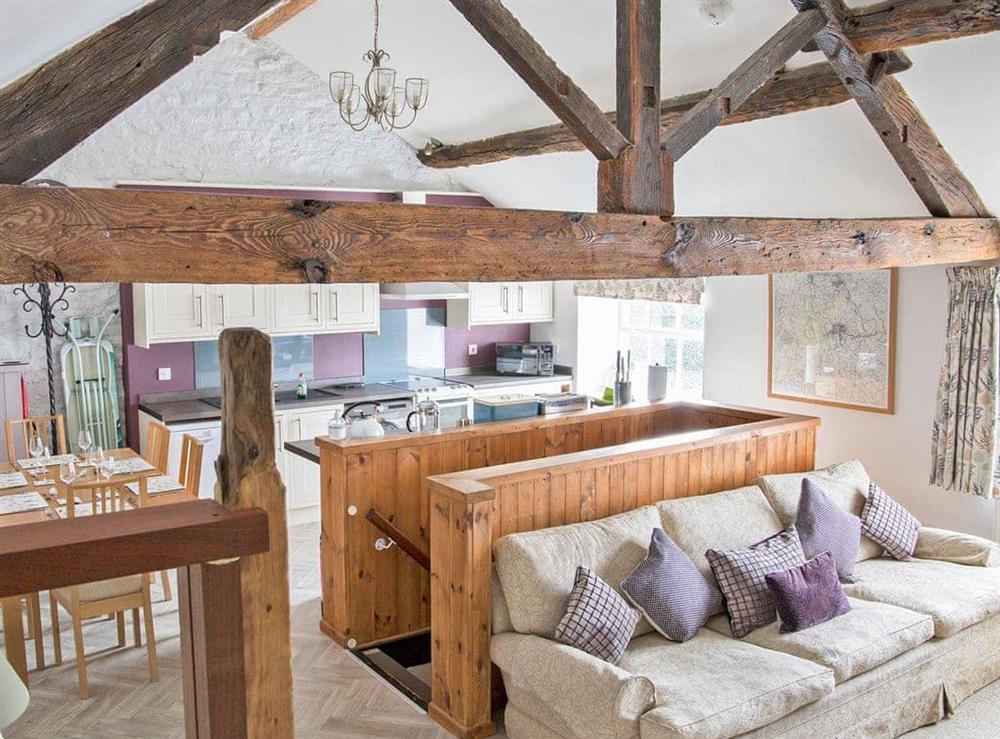 Open plan living space at Lavender Cottage in Buxton, Derbyshire