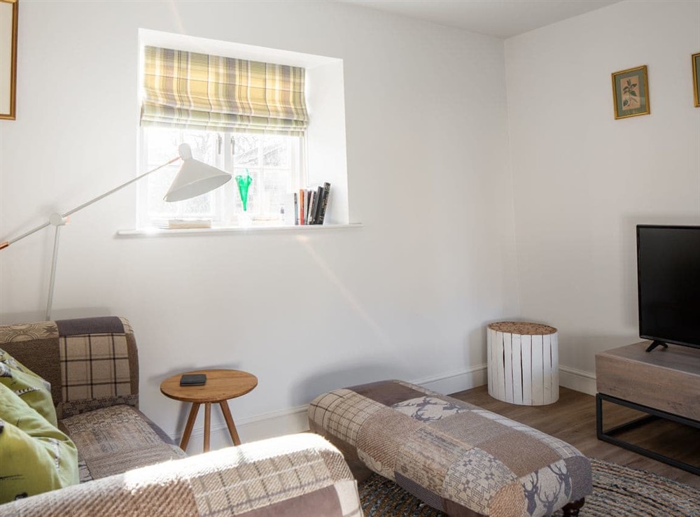 Living area at Lavender Cottage in Harewood, near Leeds, West Yorkshire