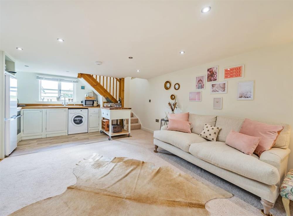 Open plan living space at Lavender Cottage in Longdon, Worcestershire