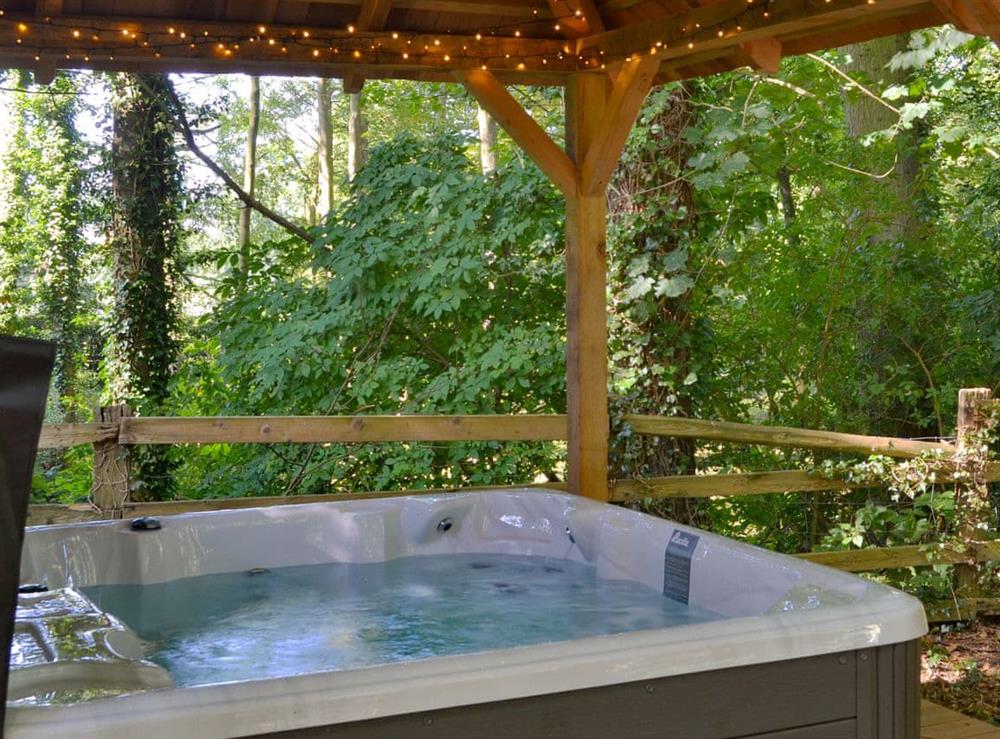 Relaxing private hot tub at Lawnswood in Brompton-by-Sawdon, North Yorkshire