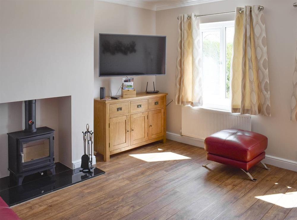 Welcoming living room with wood burner at Lazenby in Danby Wiske, near Northallerton, North Yorkshire