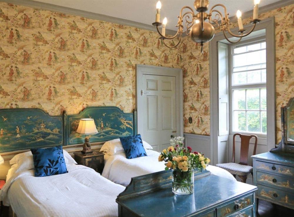 Characterful twin bedroom at Lea Hall in Matlock, Derbyshire., Great Britain