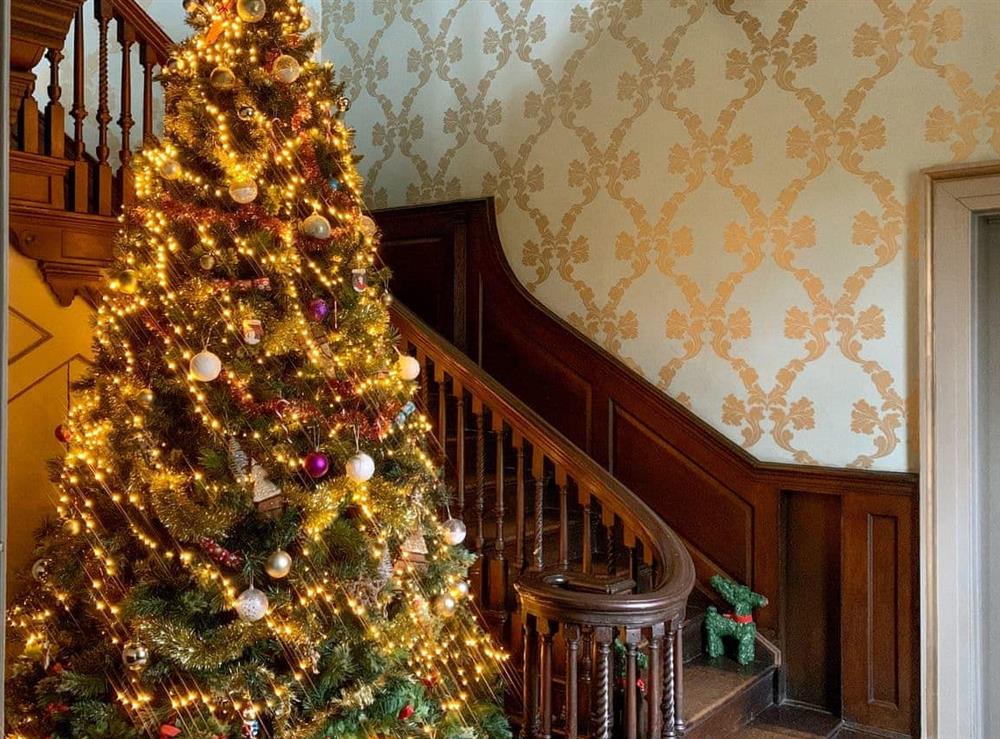 Decorated for the festive season at Lea Hall in Matlock, Derbyshire., Great Britain