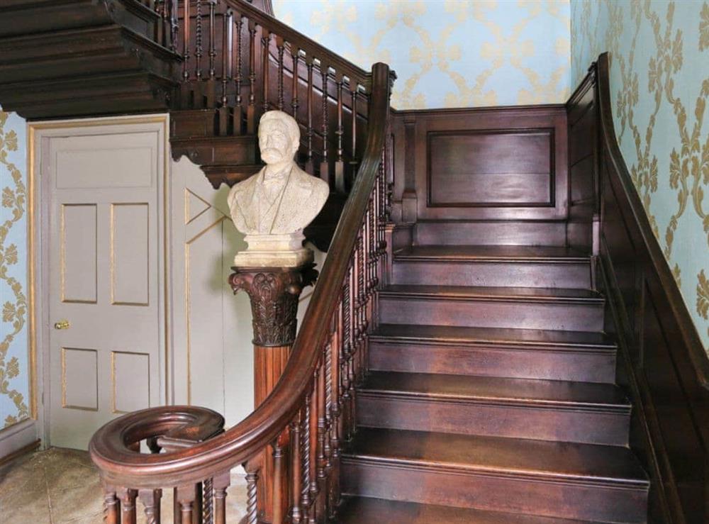 Grand staircase at Lea Hall in Matlock, Derbyshire., Great Britain