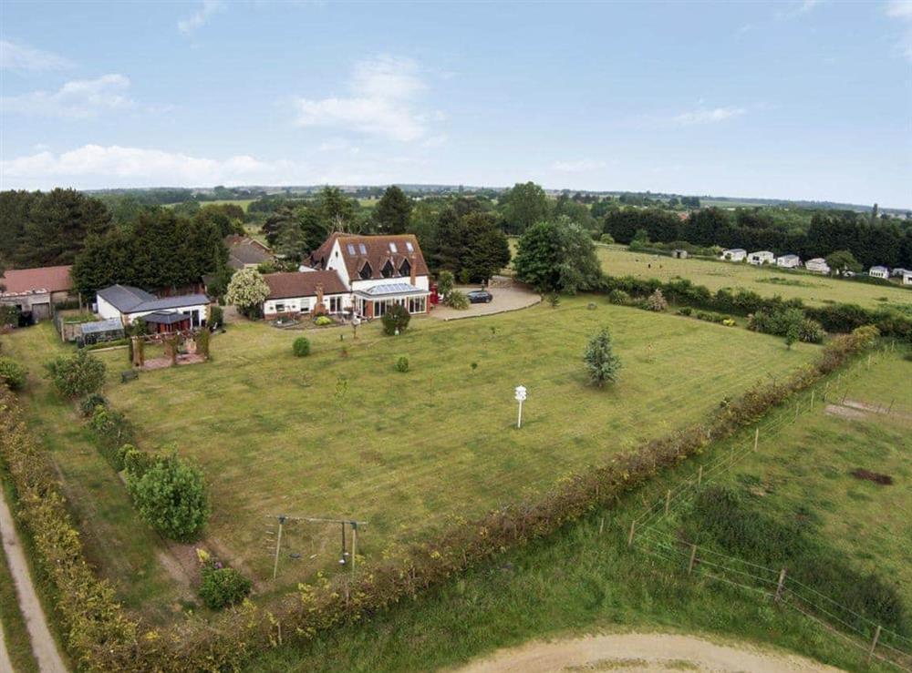 Aerial view at Leanda Lodge in Burgh Castle, near Great Yarmouth, Norfolk
