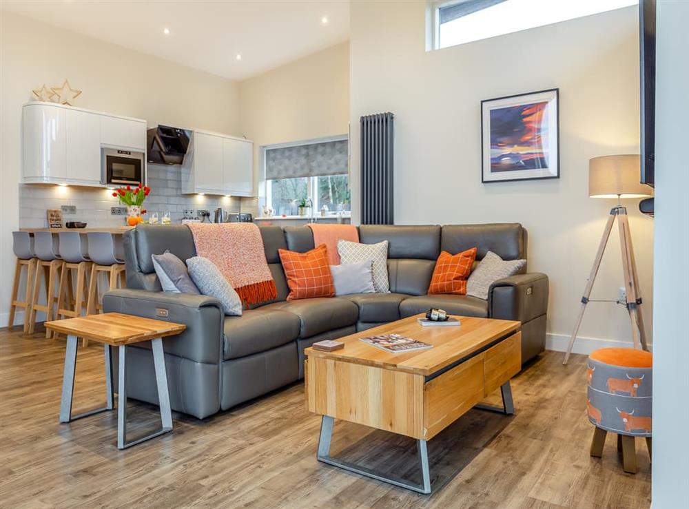 Open plan living space at Learag in Culbokie, near Dingwall, Ross-Shire