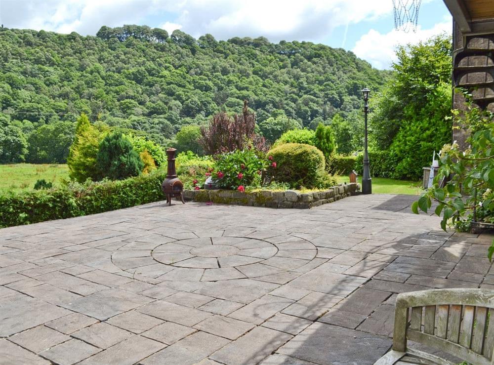 Patio area at Lee Cottage in Heptonstall, near Hebden Bridge, West Yorkshire