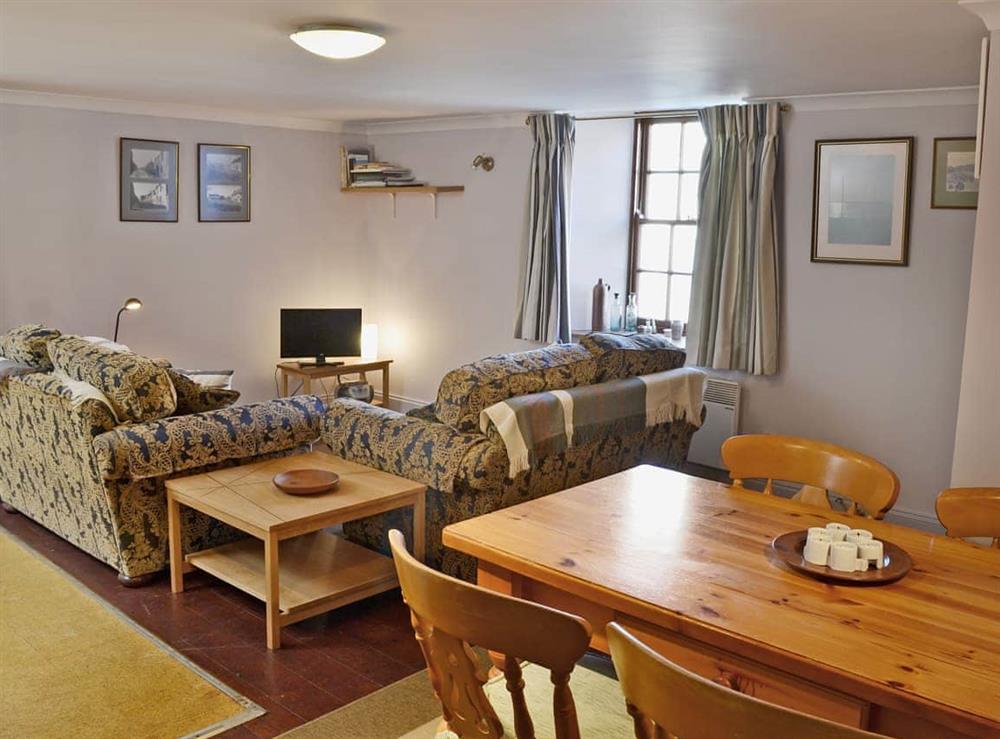 Open plan living space at Lee Cottage in Holy Island, Northumberland