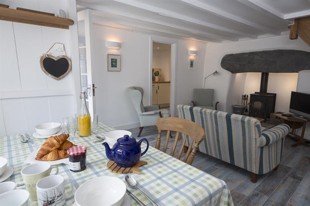 Cosy plan living and dining area at Lee Cottage in , Stokenham, Kingsbridge
