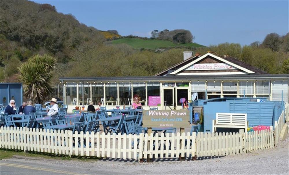 The very popular Winking Prawn restaurant at North Sands at Leigh Hill in Salcombe