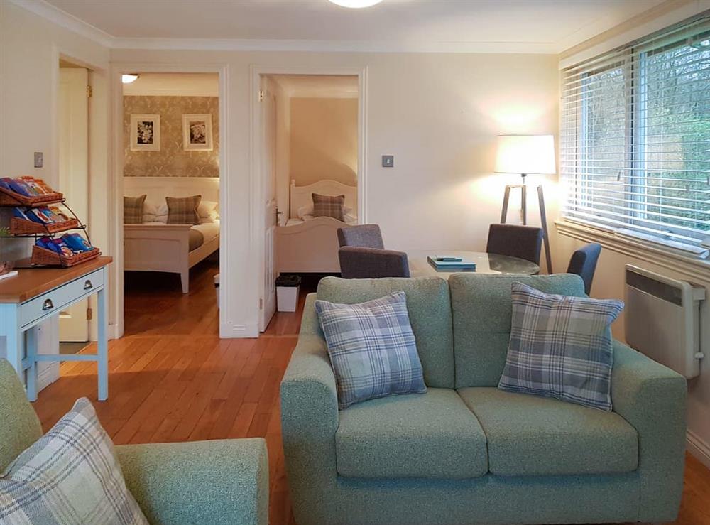 Open plan living space at Leven Lodge 3 in Loch Lomond, Dumbartonshire