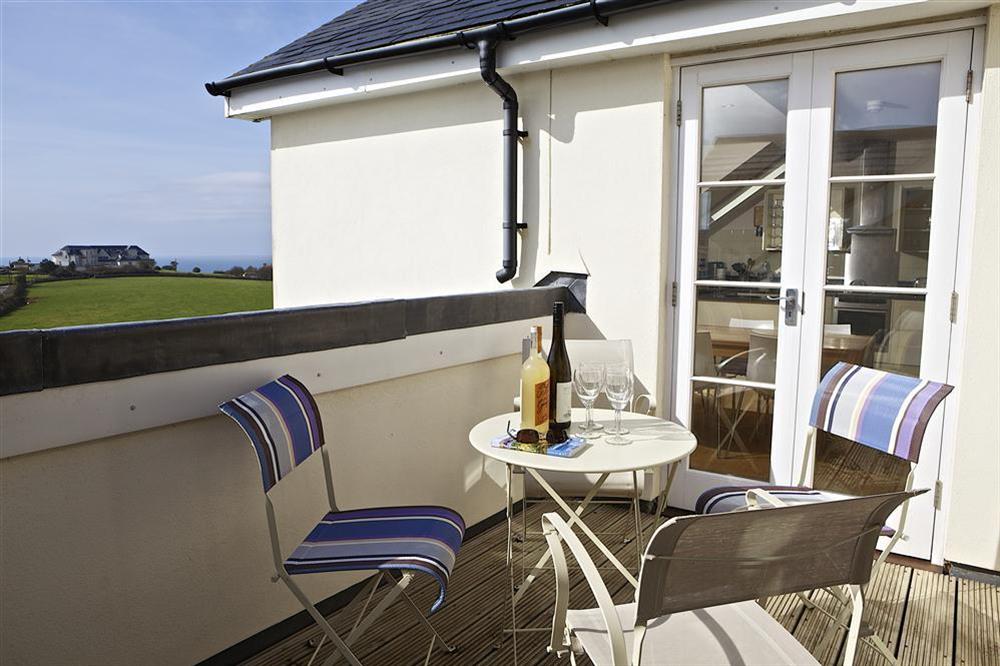 Enjoy a drink on the roof terrace with views over the countryside and out to sea at LHorizon in Thurlestone, Kingsbridge