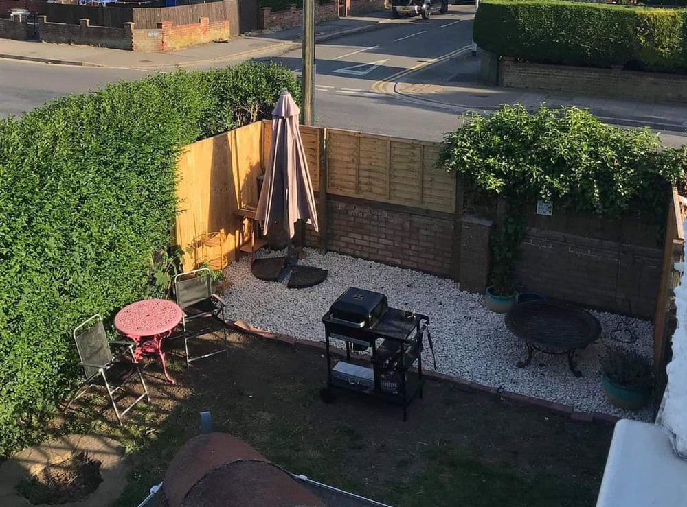 Garden barbecue area at Lilac Villa in Skegness, Lincolnshire