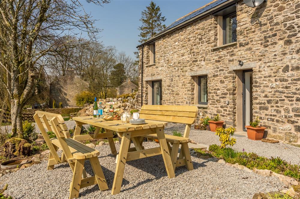 The perfect sunny spot to dine outside at Linden Barn, Orton