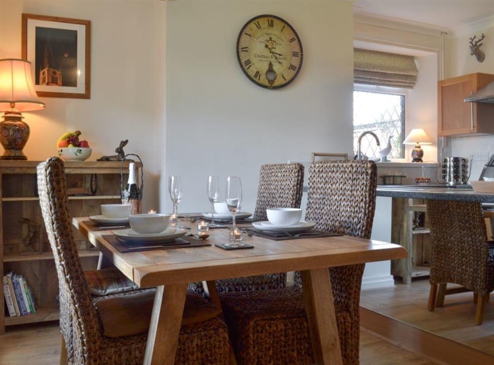 Dining area at Lings Farm Cottage in Temple Normanton, near Chesterfield, Derbyshire