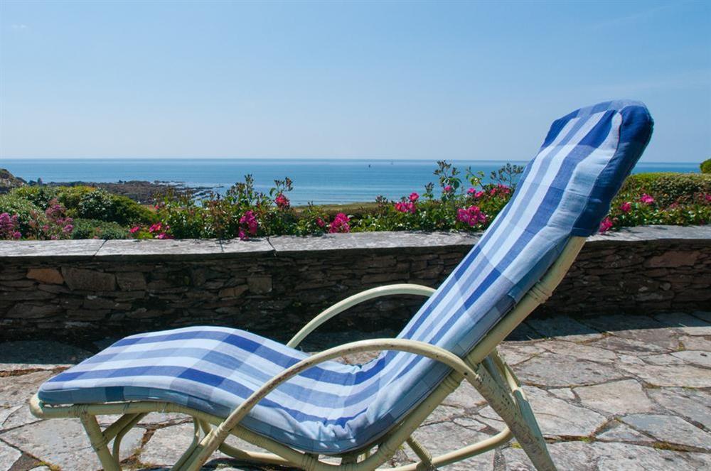 Relax on the terrace and enjoy the views at Links Cottage in Thurlestone, Kingsbridge