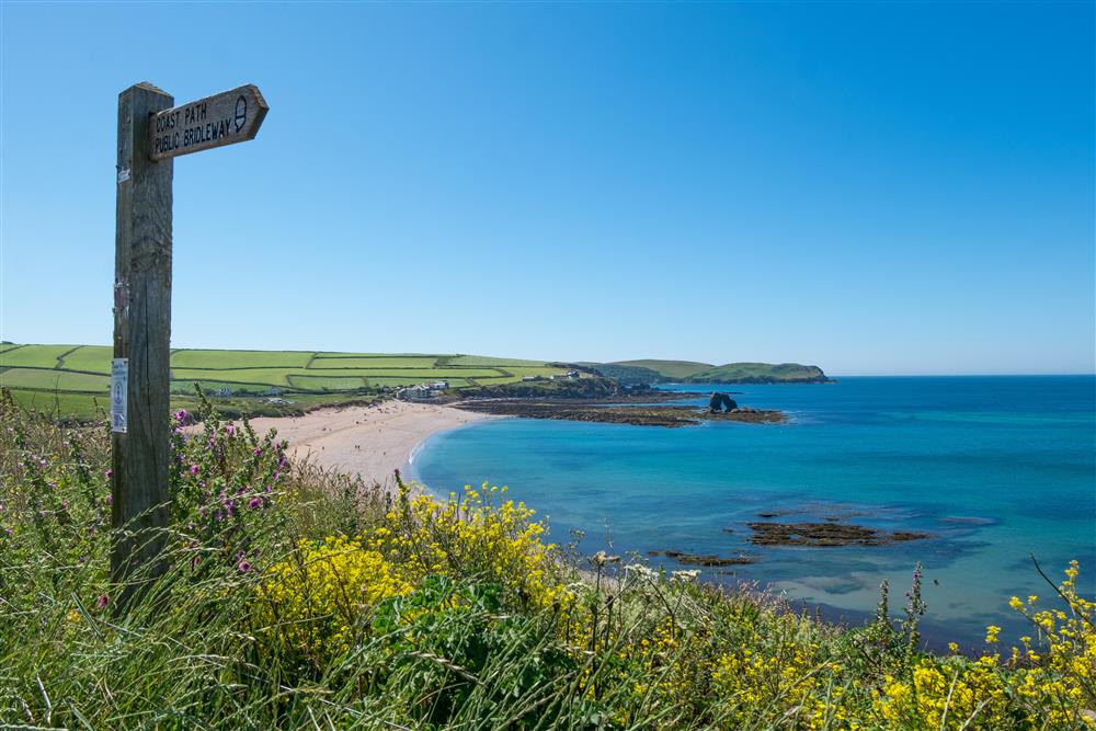 Thurlestone beach, just a short walk away from the property at Links Cottage in Thurlestone, Kingsbridge
