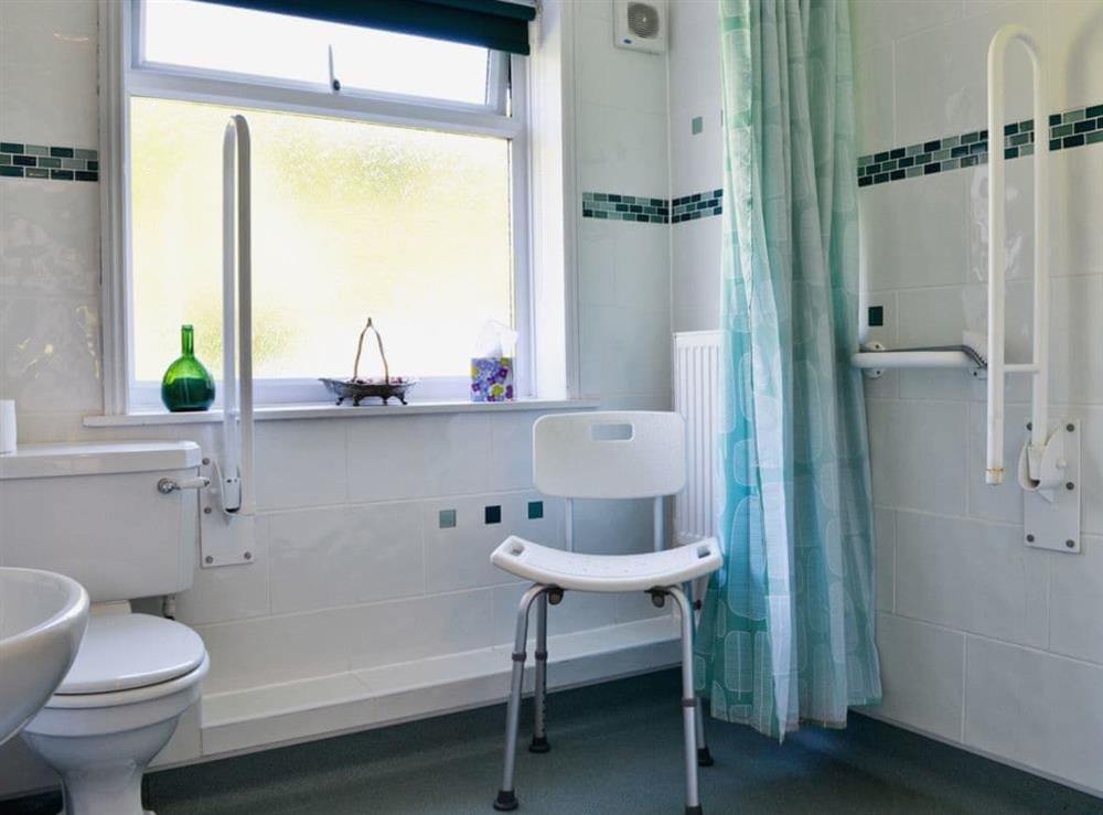 Shower room at Linnets in Fitzhead, nr Wivelscombe, Somerset
