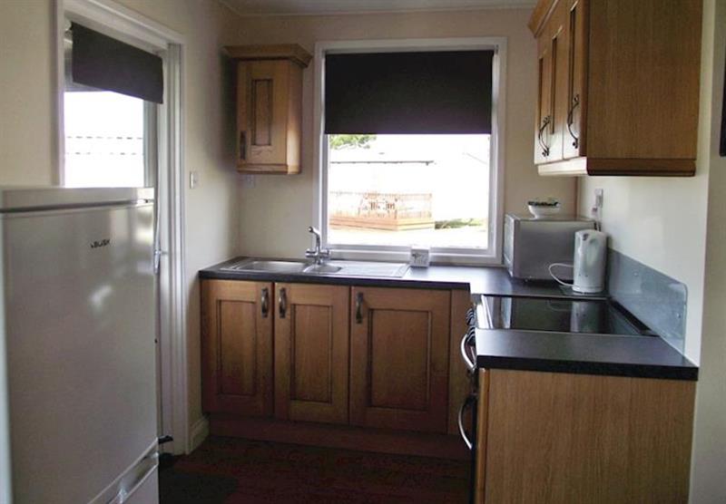Kitchen in a Seabreeze Bungalow at Liskey Hill Holiday Park in Perranporth, North Cornwall